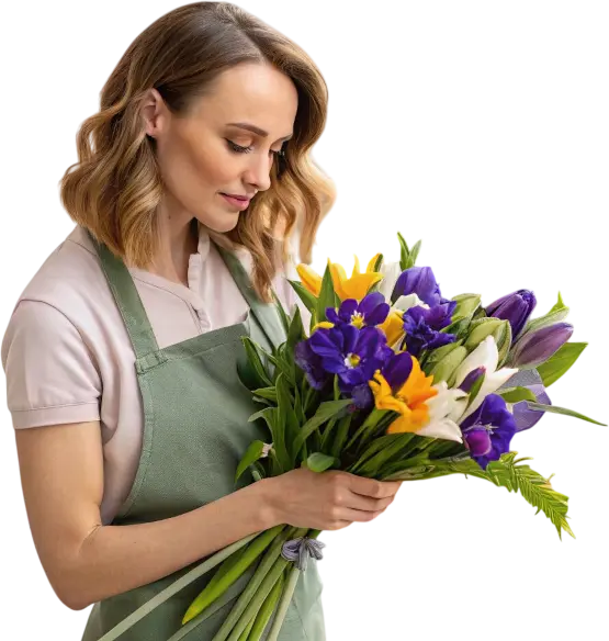 Букет із свіжих ірисів з доставкою по Києву від Flower Market.
